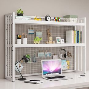 FPIGSHS Adjustable Desk Bookshelf Organizer Rack, Desktop Bookcase for Computer Desk，Office Supplies Organizers and Accessories Storage Display Shelf (H, 95cm)