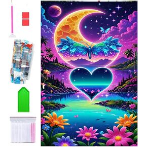 Liccyy Large 5D Diamond Art Painting Kits for Adults Teen Beginners with Tools,DIY Full Crystal Drill Bead Art Paints by Numbers for Home Wall Decor Gift,15.7x27.5in/Round Gems,Northern Lights