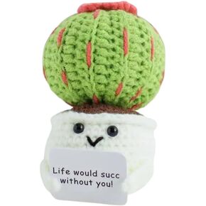 PICKLE BUDDIES Cactus Sunny Companion - Emotional Support Crochet Dolls Handmade Crochet Cactus Gifts Desk Decor Emotional Support Plush for Anxiety & Stress Relief