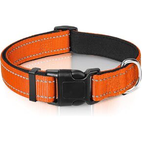 Reflective Dog Collar,Adjustable Nylon Pet Collar with Quick Release Buckle for Small Medium Dogs,Orange,S
