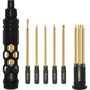 RC Hex Driver Set - 5 in 1 Hex Screwdriver Set 1.5mm 2.0mm 2.5mm 3.0mm Phillips Screwdrivers Allen Repair Tools for Traxxas SCX24 TRX4 Arrma Helicopter RC Car Tool Kit Black