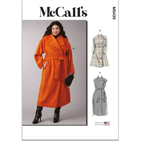 McCall's Women's High Collar Coats and Vest Sewing Pattern Kit, Design Code M8439, Sizes 30W-32W-34W-36W-38W