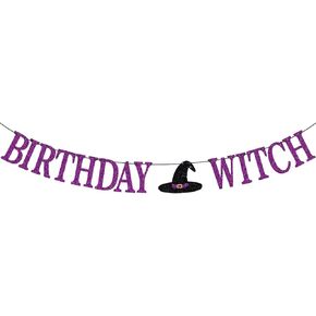 Birthday Witch Banner, Hocus Pocus Birthday Decor, Witch Halloween Happy Birthday Party Decorations