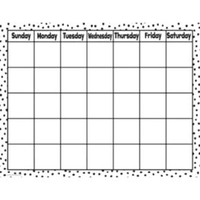 Black Painted Dots on White Calendar Chart, 17" x 22"