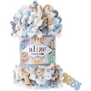 4 Balls Alize Puffy Fine Color, Yarn Plush, Baby Yarn, Kids Yarn, Blanket Yarn, Plaid Yarn, Easy Finger Knitting Yarn, No Hook, No Needle