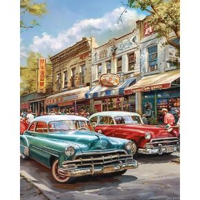QACEYID Classic Cars Paint by Numbers Kit for Adults, Modern Paint by Number on Canvas, Abstract Art Digital Oil Painting Kits Suitable for Home Wall Decoration Gift 16"x20"