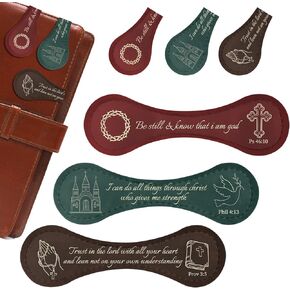 Bible Verse Magnetic Leather Bookmarks - Wxiben 3 Pcs Christian Inspirational Leather Bookmark Scripture Religious Book Mark Magnetic Page Clips for Women Men Book Lovers Students Teacher Reading Gift