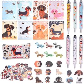 Dachshund Gifts for Women Dachshund Office Supplies-Dachshund Pen Sticky Notes Pencil Case Stickers Bookmark Clips Dachshund Desk Accessories