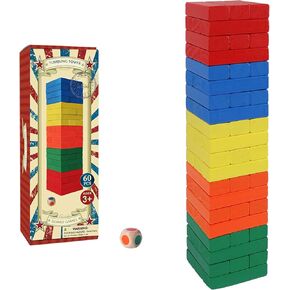 GOTHINK Tumble Tower Game for Kids and Adults, 54pcs Wooden Board Stacking Game for Family Games Night, Classical Wood Blocks Game, Standard Size
