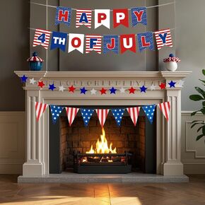 4th Of July Decorations-Happy 4Th Of July Banner, Star Streamer, USA Flag Pennant For 4th Of July Parade Float/Golf Cart Decorations, President Independence Day Patriotic Decorations