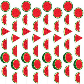 8 Pcs Watermelon Banner One in a Melon Happy Birthday Banner Watermelon Birthday Decorations Backdrop for Fruits Summer Hawaiian Tropical Luau Beach Themed Party