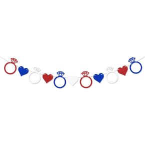 Diamond Ring and Love Garland - Red White and I Do 4th of July Bachelorette Party Decor, Independence Day Bridal Shower Decorations