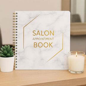 Extra Large 6 Column Salon Appointment Book, 12.75" x 13.5" Undated 2025 Notebook Planner with 200 Pages, Daily & Hourly Schedule Book in 15 Minute Increments, Spiral Organizer for Appointments