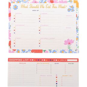 ban.do Magnetic Meal Planning and Shopping List Notepad Set, 9 x 6.8 inch Weekly Menu Planner, 9 x 3.6 inch Grocery List, Set of 2