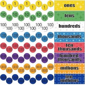 Jexine 208 Pcs Magnet Math Place Value Disks Base Ten Blocks Classroom Set Base 10 Math Manipulatives Magnetic Place Value Blocks Counting Discs for Kids Number Learning School Grade Game, 2 Styles