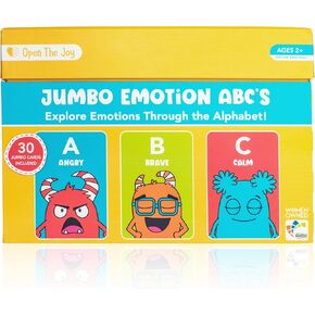 Open The Joy Jumbo ABC Emotion Cards – Emotional Learning Flashcards for Kids | Identify & Express Feelings A–Z | Preschool SEL Tool for Ages 3+