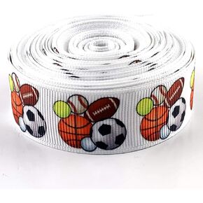 10 Yards Sports Balls Printed Grosgrain Ribbon for Gifts Wrapping DIY Crafts 7/8" Inch