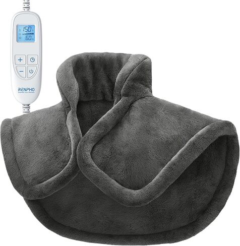 RENPHO Heating Pad for Neck and Shoulders and Back, Christmas Birthday Gifts for Women Men Mom Dad, FSA HSA Eligible, Electric Weighted Heated Pad for Pain Relief, ETL Certified, 19"x24" Gray in Saudi Arabia