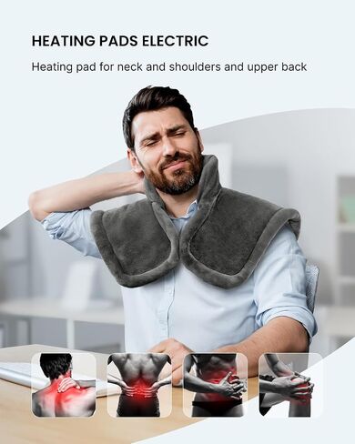 RENPHO Heating Pad for Neck and Shoulders and Back, Christmas Birthday Gifts for Women Men Mom Dad, FSA HSA Eligible, Electric Weighted Heated Pad for Pain Relief, ETL Certified, 19"x24" Gray in Saudi Arabia