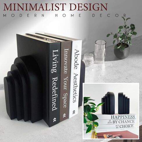 Heavy Duty Book Ends for Shelves, Decorative Book Stopper for Shelves, Resin Decor Bookends for Heavy Books, Modern Home Decor Aesthetic Book Ends Aesthetically Pleasing Layered Arch Design, Set of 2 in Saudi Arabia
