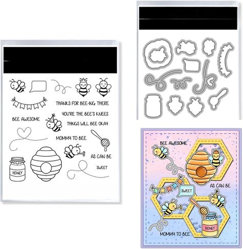 2024-2025 Stamps and Dies Christmas Stamps for Card Making,Christmas Stamps and Dies Set for DIY Various Festivals Album Scrapbooking Birthdays Greeting Card (Bees((Stamps and Dies) in Saudi Arabia