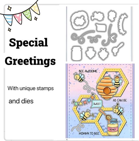 2024-2025 Stamps and Dies Christmas Stamps for Card Making,Christmas Stamps and Dies Set for DIY Various Festivals Album Scrapbooking Birthdays Greeting Card (Bees((Stamps and Dies) in Saudi Arabia