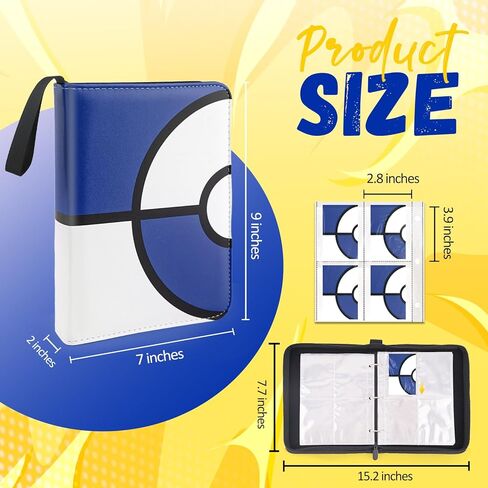 Card Binder 4 Pocket ، حامل بطاقة التداول يناسب 400 بطاقة مع 50 من الأكمام القابلة للإزالة ، حامل ألبوم كبير السوائل ومقاومة للماء لجامع بطاقات التداول ، ألبوم بطاقة مجموعة محمولة للبطاقات in Kuwait