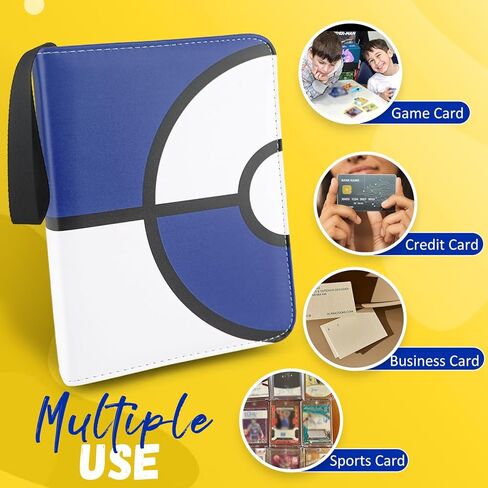 Card Binder 4 Pocket ، حامل بطاقة التداول يناسب 400 بطاقة مع 50 من الأكمام القابلة للإزالة ، حامل ألبوم كبير السوائل ومقاومة للماء لجامع بطاقات التداول ، ألبوم بطاقة مجموعة محمولة للبطاقات in Kuwait