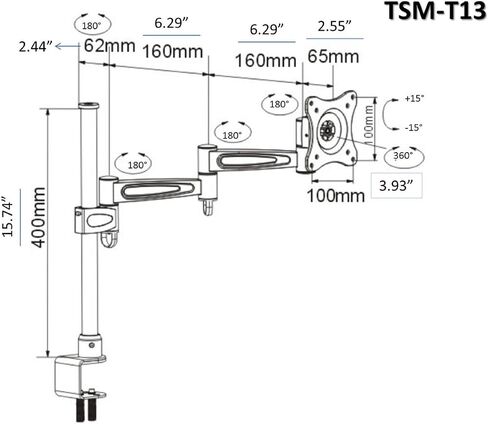 OSD Audio TSM-T13 Home and Office Single Arm Extended Desk Mount for 17-inch to 37-inch Monitor in Saudi Arabia