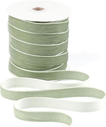 MAYREEL 5/8 Inch Sage Green Velvet Ribbon Olive Green Vintage for Gift Wrapping Wedding Invitations Crafts Party Decorations 25 Yards in Kuwait