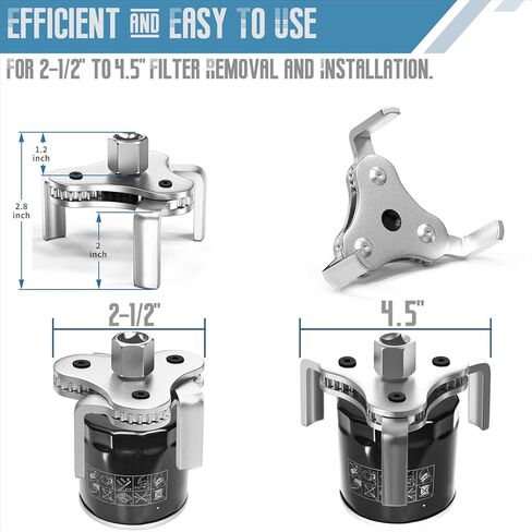 Universal Oil Filter Wrench Adjustable, from 2-1/2 inch to 4.5 inch 3 Jaw Oil Filter Removal Tool Set, Efficiency 2 Way Oil Filter Wrench in Kuwait