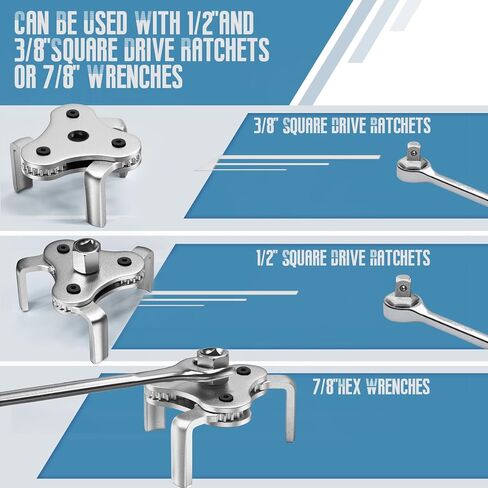 Universal Oil Filter Wrench Adjustable, from 2-1/2 inch to 4.5 inch 3 Jaw Oil Filter Removal Tool Set, Efficiency 2 Way Oil Filter Wrench in Kuwait
