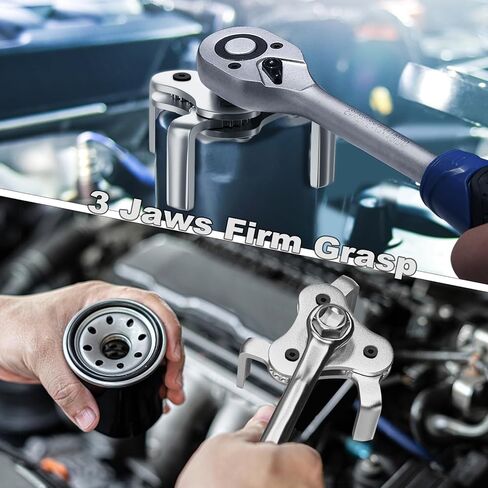 Universal Oil Filter Wrench Adjustable, from 2-1/2 inch to 4.5 inch 3 Jaw Oil Filter Removal Tool Set, Efficiency 2 Way Oil Filter Wrench in Kuwait