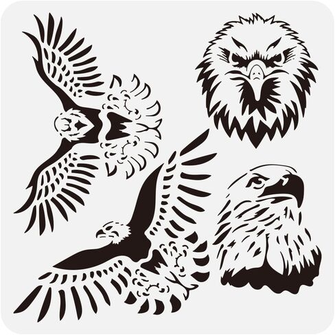 Pingerinspire Eagle Painting stencil 11.8x11.8 قابلة لإعادة الاستخدام قابلة لإعادة الاستخدام من طراز Eagle Head Decord Decor in Kuwait