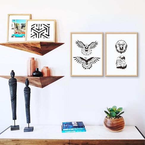 Pingerinspire Eagle Painting stencil 11.8x11.8 قابلة لإعادة الاستخدام قابلة لإعادة الاستخدام من طراز Eagle Head Decord Decor in Kuwait