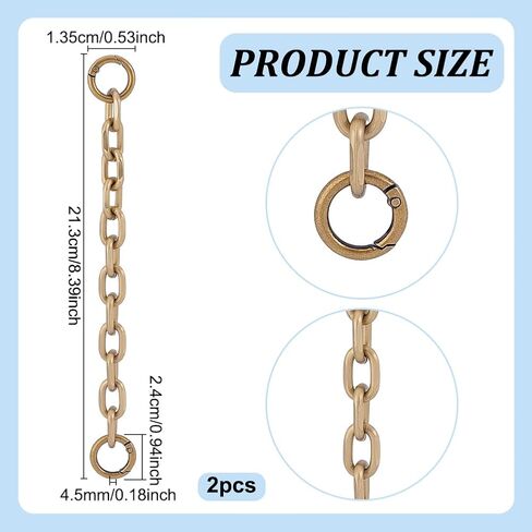 UNICRAFTALE 2Pcs 8.26 Inch/21cm Bag Extender Chain Platinum Handbag Strap Extender Bag Strap Extender Metal Cable Chain Purse Strap Extenders Bag Strap Replacement with Clasps for Bag Crafts Making in Saudi Arabia