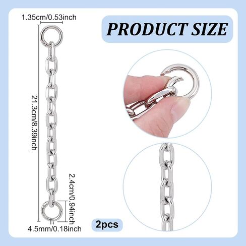 UNICRAFTALE 2Pcs 8.26 Inch/21cm Bag Extender Chain Platinum Handbag Strap Extender Bag Strap Extender Metal Cable Chain Purse Strap Extenders Bag Strap Replacement with Clasps for Bag Crafts Making in Saudi Arabia