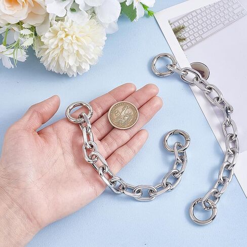 UNICRAFTALE 2Pcs 8.26 Inch/21cm Bag Extender Chain Platinum Handbag Strap Extender Bag Strap Extender Metal Cable Chain Purse Strap Extenders Bag Strap Replacement with Clasps for Bag Crafts Making in Saudi Arabia