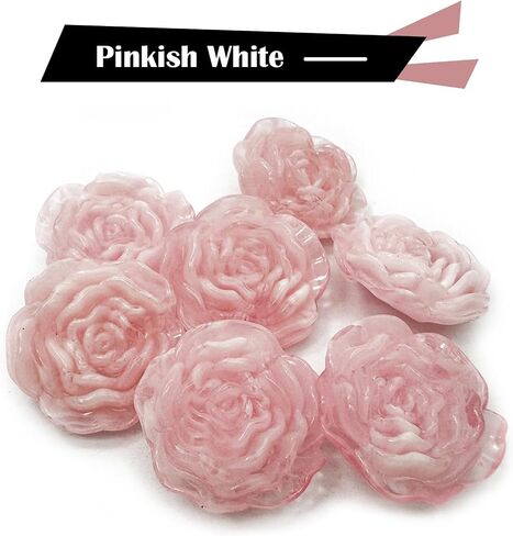 20Pcs Flower Buttons for Sewing,21mm Resin Camellia Sewing Buttons,Rose Flower Decorative Buttons for Clothing,Shirts,Skirts,Handmade DIY Crafts(1#Dimensional Pink White) in Saudi Arabia