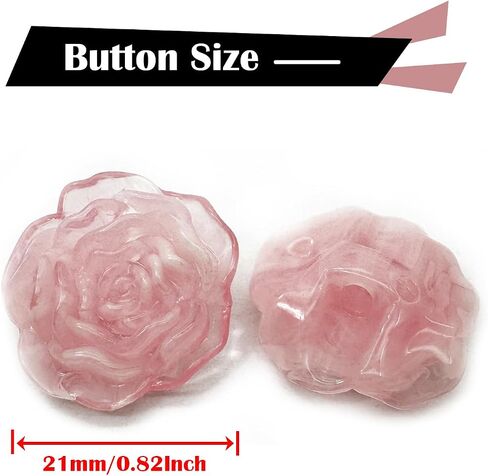20Pcs Flower Buttons for Sewing,21mm Resin Camellia Sewing Buttons,Rose Flower Decorative Buttons for Clothing,Shirts,Skirts,Handmade DIY Crafts(1#Dimensional Pink White) in Saudi Arabia