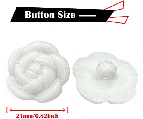 20Pcs Flower Buttons for Sewing,21mm Resin Camellia Sewing Buttons,Rose Flower Decorative Buttons for Clothing,Shirts,Skirts,Handmade DIY Crafts(1#Dimensional Pink White) in Saudi Arabia