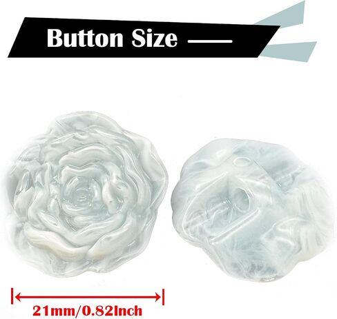 20Pcs Flower Buttons for Sewing,21mm Resin Camellia Sewing Buttons,Rose Flower Decorative Buttons for Clothing,Shirts,Skirts,Handmade DIY Crafts(1#Dimensional Pink White) in Saudi Arabia