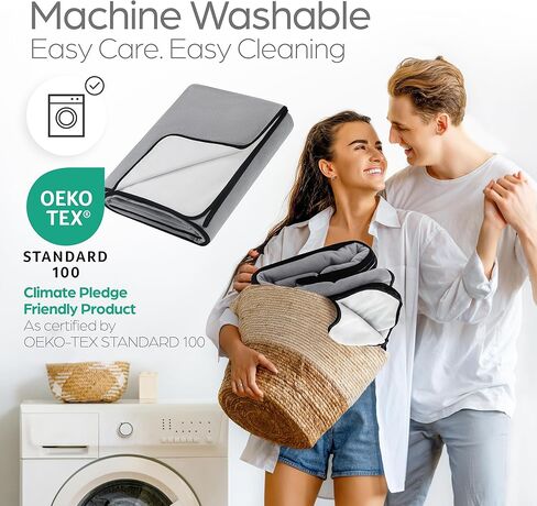 بطانية مقاومة للماء كبيرة - لا توجد فوضى ناعمة ومريحة لبطانية مقاومة للماء ضد الحوادث ، وتسرب وإثبات وصمة عار من السهل تنظيف غطاء البطانية ، والرمادي القابل للعكس 80 "x90" in Kuwait