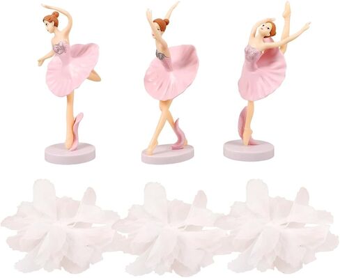 ERINGOGO 6Pcs Pink Ballerina Cake Decorations Set - Elegant Ballet Girl Figurines with Gauze Flower Toppers for Birthday Parties, Home Decor, and Table Decorations in Saudi Arabia
