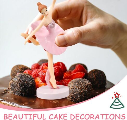 ERINGOGO 6Pcs Pink Ballerina Cake Decorations Set - Elegant Ballet Girl Figurines with Gauze Flower Toppers for Birthday Parties, Home Decor, and Table Decorations in Saudi Arabia