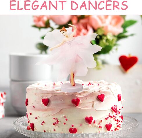 ERINGOGO 6Pcs Pink Ballerina Cake Decorations Set - Elegant Ballet Girl Figurines with Gauze Flower Toppers for Birthday Parties, Home Decor, and Table Decorations in Saudi Arabia