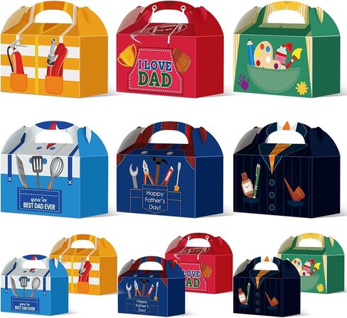 Qoubai 24pcs صناديق الهدايا عيد الأب أفضل صناديق علاج أبدي ، عيد الأب ، مربع الحفلات مع الزخارف التي أحبها أبي حلوى جيدة لحفلات الحفلات للرجال بابا جد (6 أنماط) in Kuwait