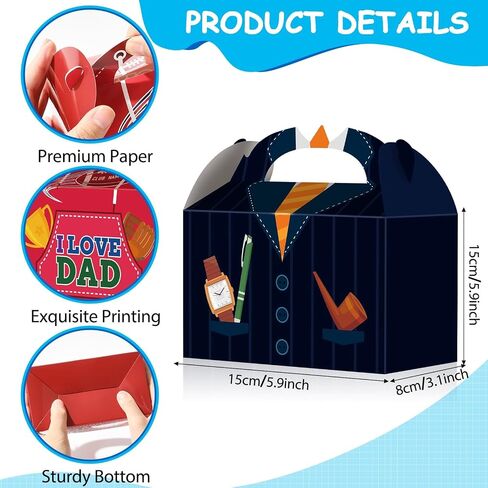 Qoubai 24pcs صناديق الهدايا عيد الأب أفضل صناديق علاج أبدي ، عيد الأب ، مربع الحفلات مع الزخارف التي أحبها أبي حلوى جيدة لحفلات الحفلات للرجال بابا جد (6 أنماط) in Kuwait