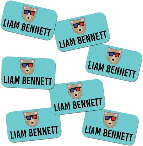 Label Daddy, Personalized Stickers Labels for Boys, Water Proof Labels for School, Suitable Tag Kids Items for Camping Trips and More, Extra Small Labels, Bear Design, 75 Ct in Saudi Arabia