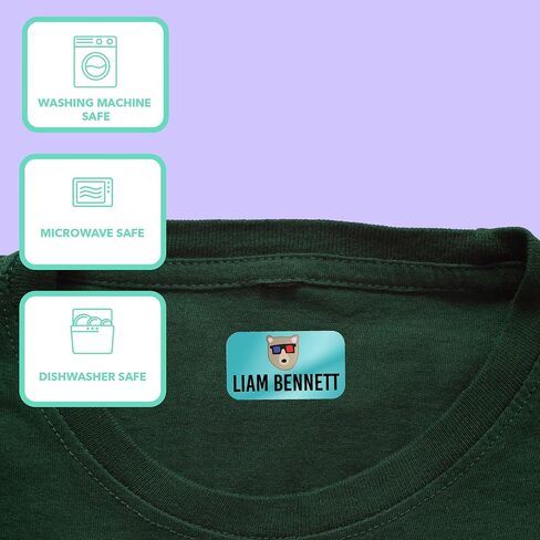 Label Daddy, Personalized Stickers Labels for Boys, Water Proof Labels for School, Suitable Tag Kids Items for Camping Trips and More, Extra Small Labels, Bear Design, 75 Ct in Saudi Arabia